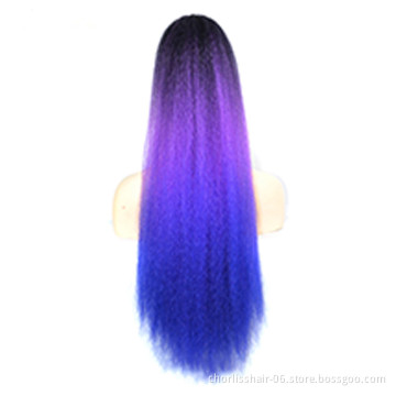 Colorful Puffy Yaki Drawstring Synthetic Hair Ponytail Extensions Kinky Straight Drawstring Ponytail Hair Extensions